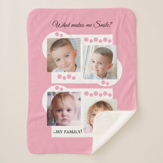 Collage voegt uw eigen aangepaste fotoroze toe sherpa deken (Voorkant)