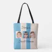 Collage voegt uw eigen aangepaste foto's blauw en  tote bag (Achterkant)