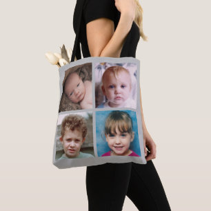 Collage voegt uw eigen aangepaste foto's grijs toe tote bag