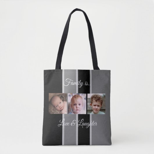 Collage voegt uw eigen aangepaste foto's zwart en tote bag (Voorkant)