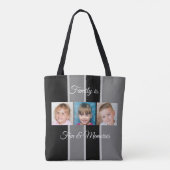 Collage voegt uw eigen aangepaste foto's zwart en  tote bag (Achterkant)