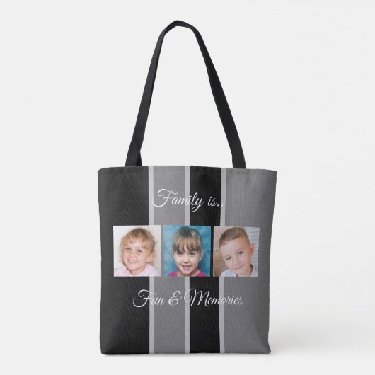 Collage voegt uw eigen aangepaste foto's zwart en tote bag (Achterkant)