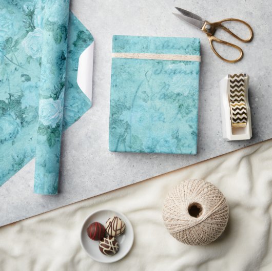 Collage voor gekneusde blauwe Rozen Cadeaupapier (Crafts)