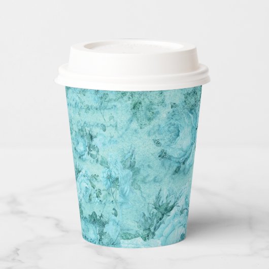 Collage voor gekneusde blauwe Rozen Papieren Bekers (Links)