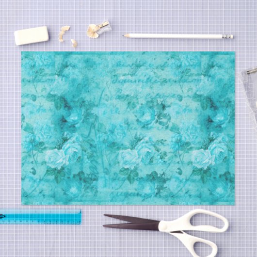 Collage voor gekneusde blauwe Rozen Tissuepapier (Craft)