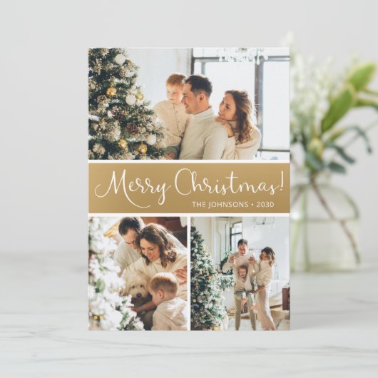 Collage voor prettige kerstfoto's feestdagenkaart (Staand voorkant)