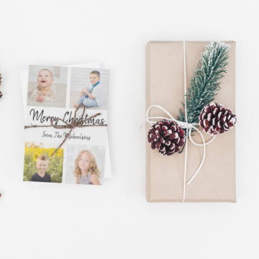 Collage voor prettige kerstfoto's feestdagenkaart