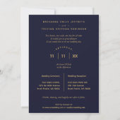Collage Wedding 4 photos Navy Blue Trendy  Kaart (Achterkant)