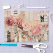 Collage with Painted Flowers and Torn Paper Tissuepapier (Craft)