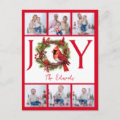 Collage zes foto's | Joy Red Christmas Briefkaart (Voorkant)