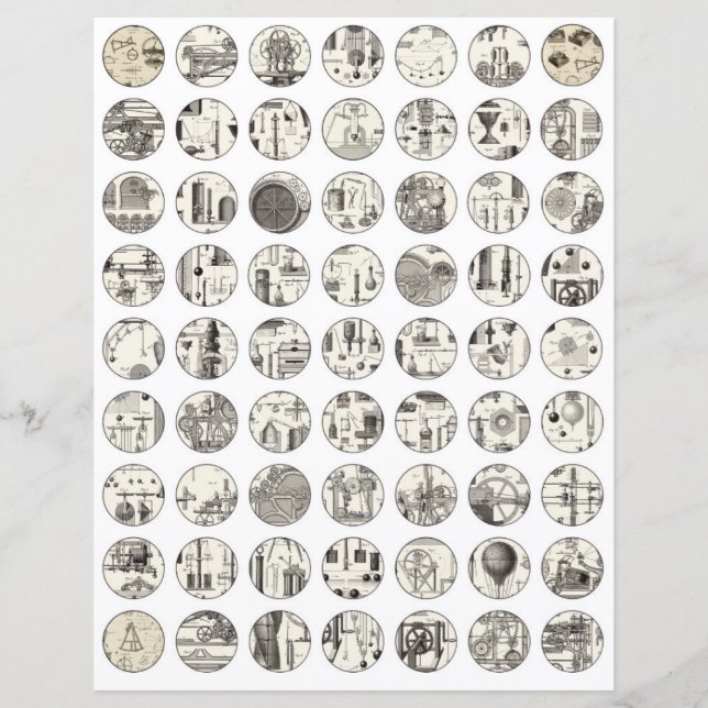 Collageblad vintage wetenschap Scrapbookelementen (Voorkant)