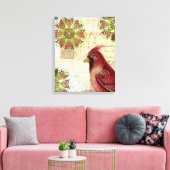 Collaged Old Letters en Cardinaal Canvas Afdruk (Insitu (Woonkamer))