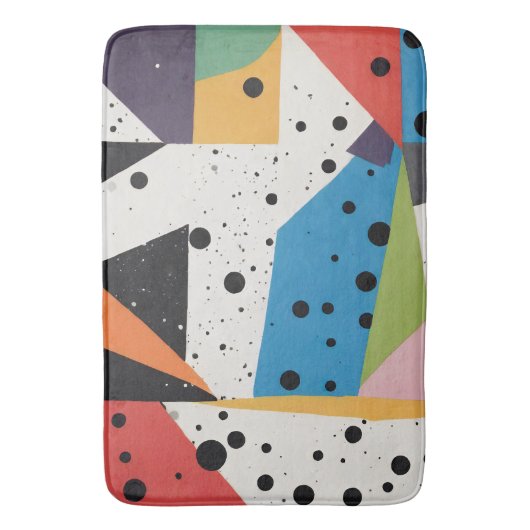 Collagepapier Zwarte Stippen Badmat (Voorkant Verticaal)