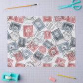 Collagepatroon met vintage-postzegels (1) tissuepapier (Craft)