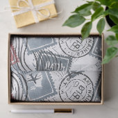 Collagepatroon met vintage-postzegels (1) tissuepapier (Geschenk)