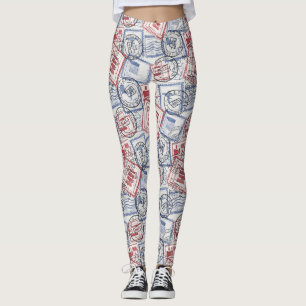 Collagepatroon met vintage-postzegels (2) leggings