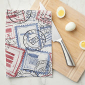 Collagepatroon met vintage-postzegels (2) theedoek (Quarter Fold)