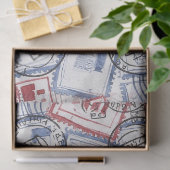 Collagepatroon met vintage-postzegels (2) tissuepapier (Geschenk)