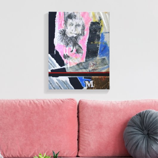 Collages Bruyants Artist's Book zit vast in het le Canvas Afdruk (Insitu (Woonkamer))