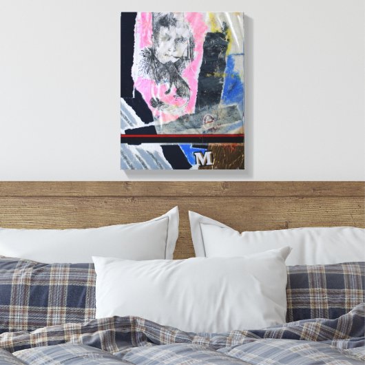 Collages Bruyants Artist's Book zit vast in het le Canvas Afdruk (Insitu (Slaapkamer))