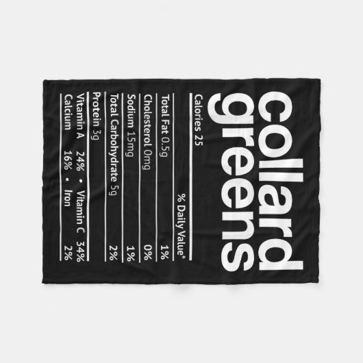 Collard Greens Nutrition Facts Funny Thanksgiving  Fleece Deken (Voorkant (Horizontaal))