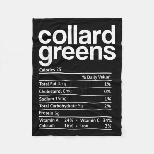 Collard Greens Nutrition Facts Funny Thanksgiving  Fleece Deken (Voorkant)