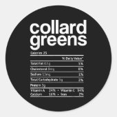 Collard Greens Nutrition Facts Funny Thanksgiving  Ronde Sticker (Voorkant)