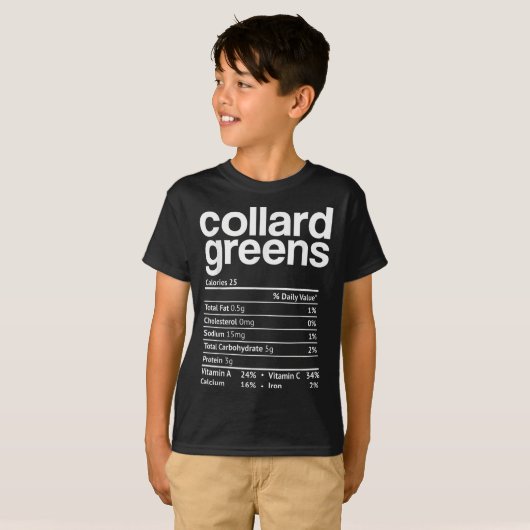 Collard Greens Nutrition Facts Funny Thanksgiving  T-shirt (Voorkant volledig)