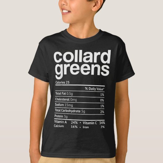 Collard Greens Nutrition Facts Funny Thanksgiving  T-shirt (Voorkant)