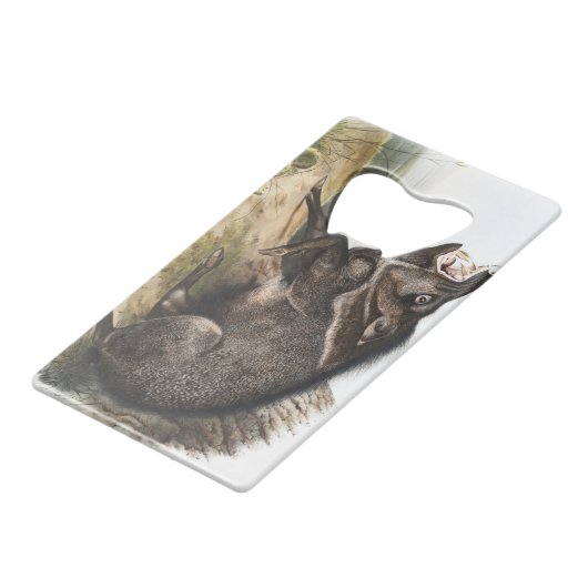 Collared Peccary Pig Camping Deco Gifts Creditkaart Flessenopener (Voorkant Gekanteld)