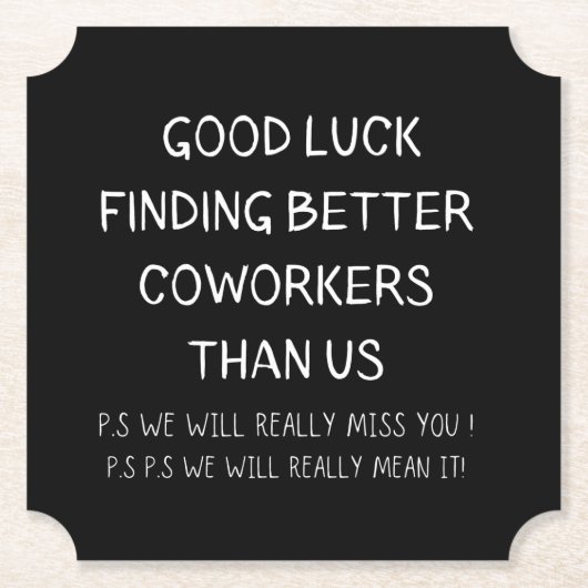 Colleague die de medewerker uit de boot laat valle kartonnen onderzetters (Voorkant)