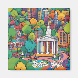 Collectible Funky City Magnet- Boston, MA Magneet