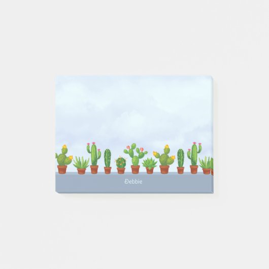 Collectie Aangepaste bloeiende cactus met naam Post-it® Notes (Voorkant)