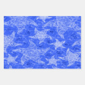 Collectie blauw tongpatroon inpakpapier vel (Voorkant 3)