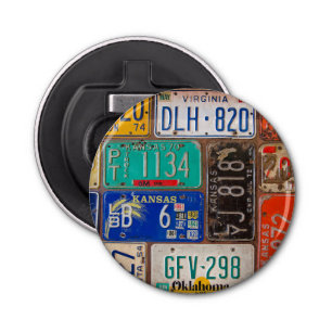 Collectie Bord oude licentie Button Flesopener