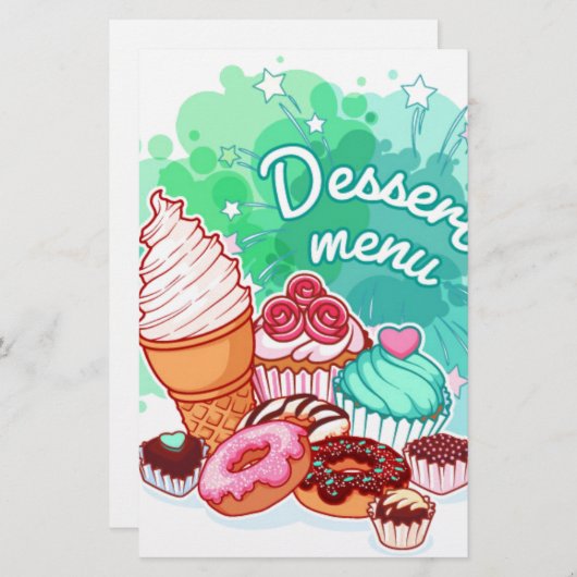 Collectie dessert Menu (Voorkant / Achterkant)