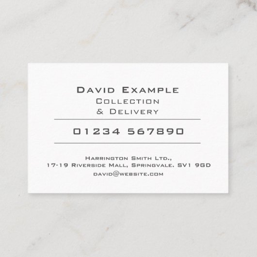 Collectie en levering met foto van houder visitekaartje (Achterkant)