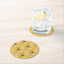 Collectie fruitmandje — Avocado Ronde Kartonnen Onderzetter