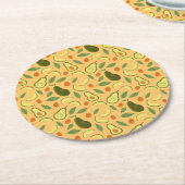 Collectie fruitmandje — Avocado Ronde Kartonnen Onderzetter (Gebogen)