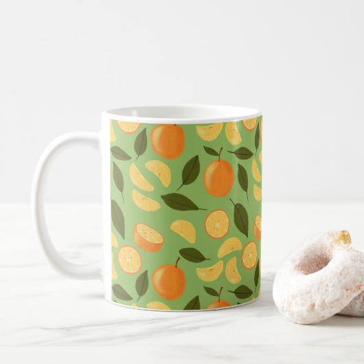 Collectie fruitmandje — Sinaasappels Koffiemok (Met donut)