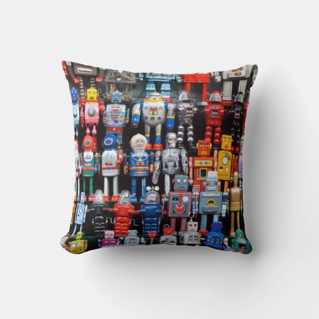 Collectie  ijzertin speelgoed robot Pillow Kussen (Voorkant)