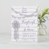 Collectie lavender en kant save the date (Staand voorkant)