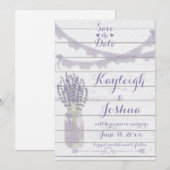 Collectie lavender en kant save the date (Voorkant / Achterkant)