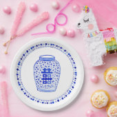 Collectie met blauwe en witte gember papieren bordje (Feest)