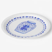 Collectie met blauwe en witte gember papieren bordje (Gekanteld)