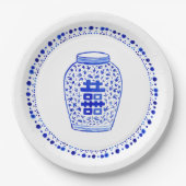 Collectie met blauwe en witte gember papieren bordje (Voorkant)