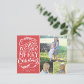 Collectie met kerstwensen feestdagenkaart (Staand voorkant)