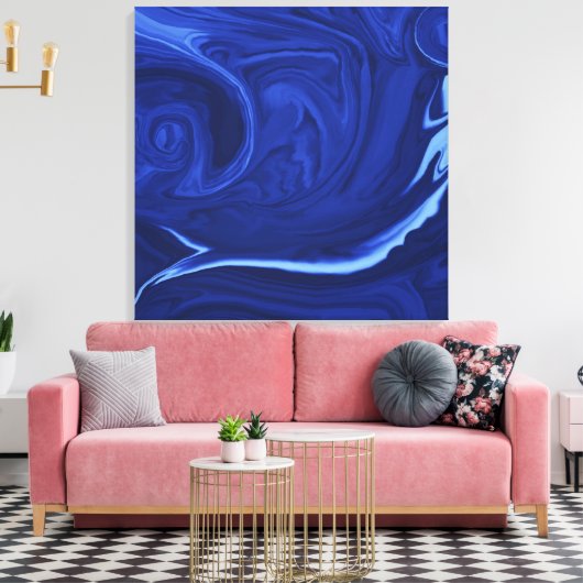 Collectie met kobaltblauwe achtergrond canvas afdruk (Insitu (Woonkamer))