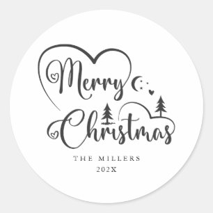 Collectie met prettige kerstzwarte briefing ronde sticker