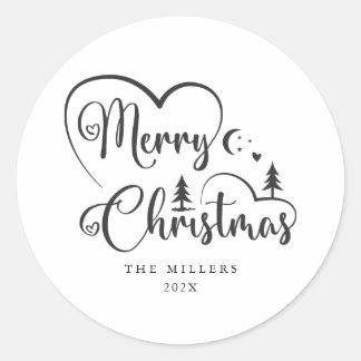Collectie met prettige kerstzwarte briefing ronde sticker